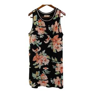 Eloide Shift Dress Floral Black Green Sleeveless L